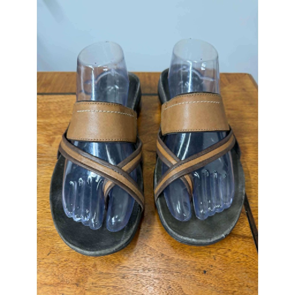 Merrell Women's Size 10 Brown Leather Toe Loop Slide Sandals j42058
